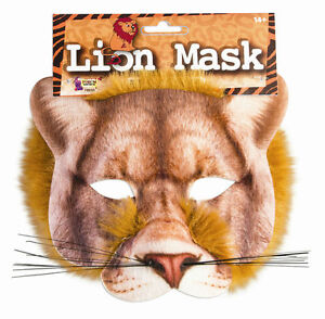 3D LION CLOTH HALF FACE MASK Wizard Oz Furry Halloween Realistic Cat Print Tiger