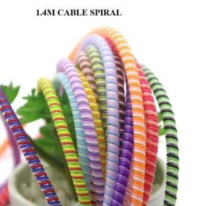1.4M Triple Color TPU Spiral Cable Protector | USB Charger Cord Saver - Picture 1 of 163