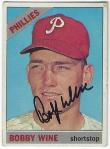 Signed 1966 Topps BOBBY WINE  Philadelphia Phillies Baseball card #284 COA - Picture 1 of 1