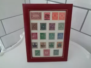 Antique WW1 Era German Stamps Framed in Vintage Red Leather German Frame Used - Picture 1 of 24