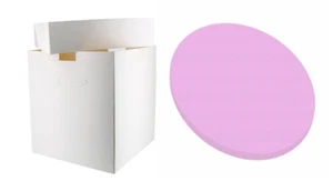 MASONITE  Cake Board (5mm) and White TALL Cake Box (14"X14"X12")-14" -VIOLET - Picture 1 of 1