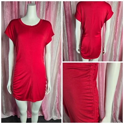 CAbi Red Weekend Mini Ruched Stretch Bodycon Dress Size Medium  - Image 1 of 4