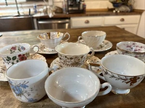 Vintage BONE CHINA Teetassen & Untertassen gemischt Menge 8 Royal Stafford Lefton Anne - Bild 1 von 5