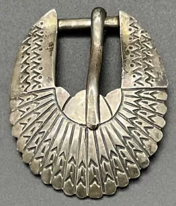 Vintage Navajo Sterling Silver Belt Buckle Marked “TT” - Picture 1 of 9