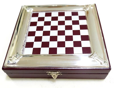 Scacchiera lussuosa in pelle e argento  - Immagine 1 di 2
