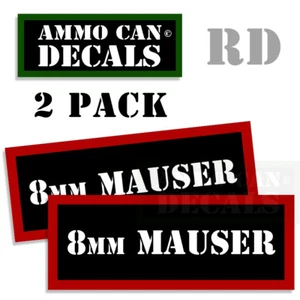 8MM MAUSER Ammo Can Stickers Ammunition Gun Case Labels Decals 2 pack RED 3" - Picture 1 of 3