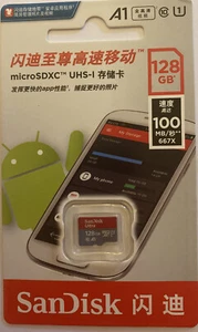 Sandisk 128GB NEW Ultra Micro SDXC Card UHS-I C10 U1 A1 100MB/s Full HD Video - Picture 1 of 2