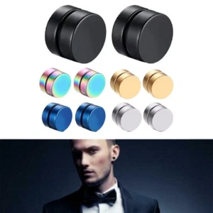 Magnetic Earrings Clip Women Men Studs Pair Stud Fake Unisex Non-piercing Magnet - Picture 1 of 7
