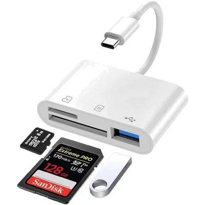 USB C Kartenleser Hub mit SD/TF Speicheradapter für iPhone, iPad, MacBook, Sa... - Bild 1 von 4