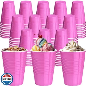 cssopenss 120 pcs 16 oz Light Pink plastic cups Pink plastic Disposable Cups  - Picture 1 of 5