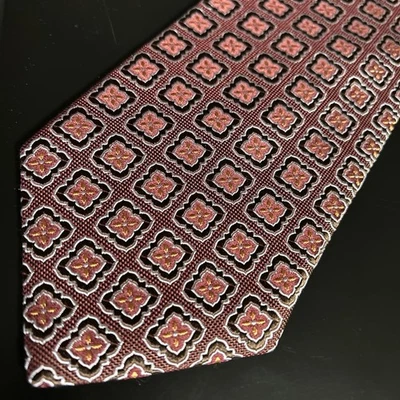 Corbata John W Nordstrom 100 % seda importada para hombre ladrillo rojo oliva verde medallón Foto 1 de 4