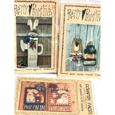 Easter Bunny spring lot 3 Patterns wood Cloth Pretty Primitive Cottage Country - Image 1 of 4