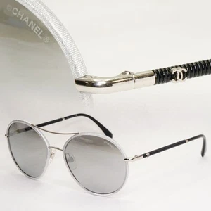 Chanel Sunglasses Pilot Mirror Grey Silver Black 4228-Q c.124/Z6 56mm - Picture 1 of 12