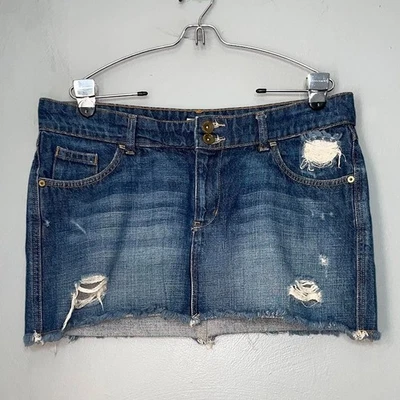 Falda vaquera Mossimo talla 15 tiro bajo micro mini azul jean envejecido años 2000 Y2K Foto 1 de 4