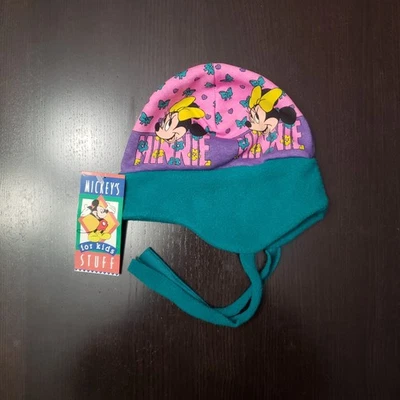 Vintage Disney Minnie Mouse Beanie Ear Flaps Baby Winter Hat 0-6 Months - Image 1 of 2