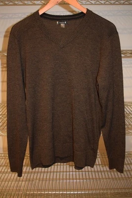 Smartwool V Neck Brown Sweater Men's Small 30% Wool 55% Polyester 15% Nylon - Image 1 of 3