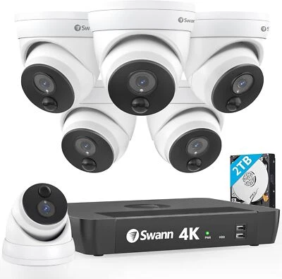 Swann Home Security Camera System with 2TB HDD, 8 Channel 6 Dome Cameras, PoE - Image 1 of 4
