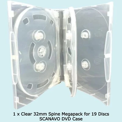 1 x 19 Way Clear Megapack DVD 32mm 19 Discs New Empty Replacement Scanavo Case