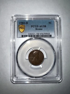 1982-D Lincoln Copper Penny Graded, 3.1 GRAMS (Cent) AU 58 - Image 1 of 4