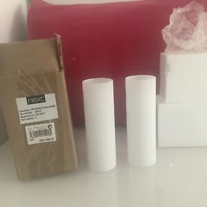 2 New NEXT Barcelona Frosted Spare White Glass Lampshades /Bulb Covers/ Tubes.