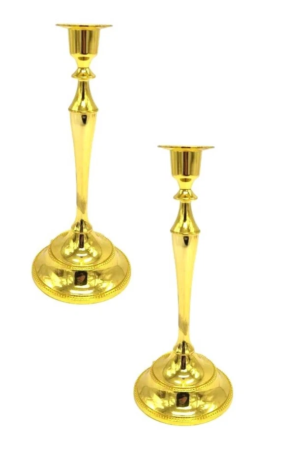 Set 2 Pezzi Candeliere Candelabro Portacandele In Metallo Dorato 10320 bal - Immagine 1 di 1