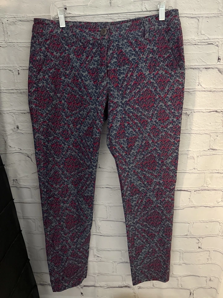 CAbi Palm Beach Floral Crop Pants Size 8 Style #806 Blue & Pink EUC - Image 1 of 4