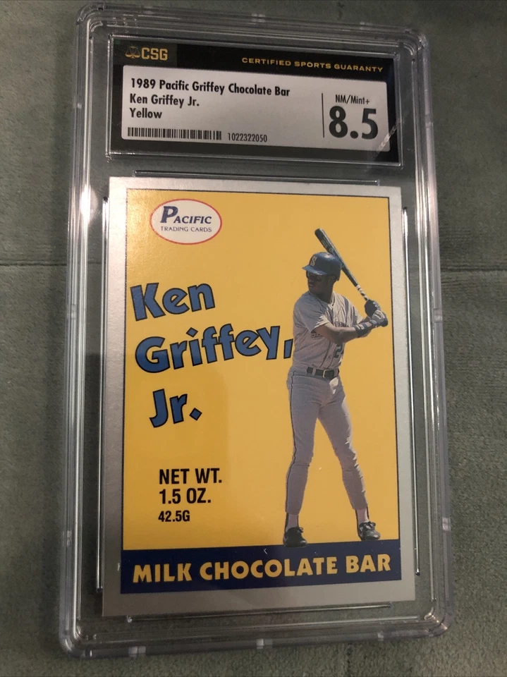 1989 Pacific Milk Chocolate Bar Promos Ken Griffey Jr (Yellow) CSG 8.5 Rookie RC - Image 1 of 2