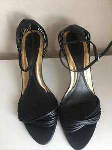 Faith Ladies Kitten Heel Ankle Strap Black 7 - Picture 1 of 7