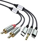 Lightning to RCA Cable Audio Aux Adapter,3 in 1 6.6ft/2M Audio Cable,RCA to 3...