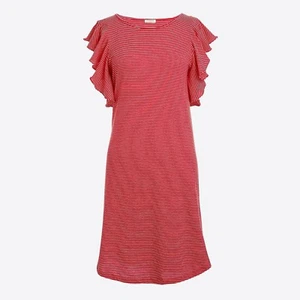 NWT J.Crew Striped Flutter Ruffle-Shoulder Dress in Red • Small - Picture 1 of 1