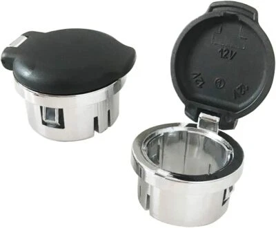 Set of 2 Plug Cover Cap 12V Chrome Replacement Power - Image 1 of 4