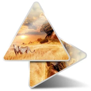 2 x Triangle Stickers  7.5cm - Cheetahs in the African Savanna  #21328 - Afbeelding 1 van 9