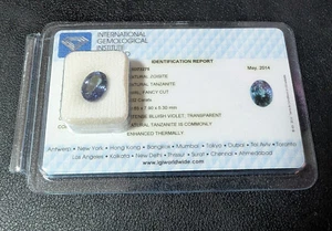 Tansanit - Natural Tanzanite - IGI Zertificate - AAA - BLUISH VIOLET 3,52CT Oval - Bild 1 von 7