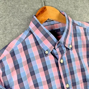 Gant Shirt Mens Medium Pink Blue Check Long Sleeve Regular Fit Poplin Casual - Bild 1 von 13