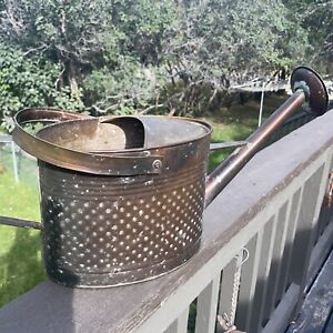 Large  Watering Can Dimpled Copper Plated Aluminum 14”high 23”wide