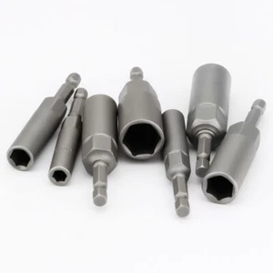 Toma magnética de accionamiento hexagonal de 1/4" 6-19 mm de largo alcance tuerca de impacto perno brocas Cr-V - Imagen 1 de 8
