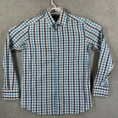 Coogi Classic Check Plaid Button Up Shirt Mens M 15.5 34/35 Floral French Cuff - Image 1 of 4