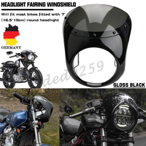 7"Motorrad Schwarz Scheinwerfer Verkleidung Lampenmaske Für Cafe Racer Universal - Bild 1 von 12