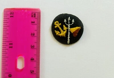 Vintage Mini Nautical Iron On Patch Embroidered Sew-On Anchor Staff - Image 1 of 3