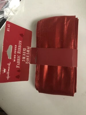 Fita de tecido Hallmark acabamento dourado vermelho borda de arame 2 polegadas X 6 jardas NOVA - Imagem 1 de 2