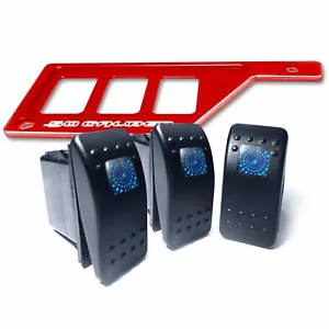 Red Left Dash Switch Panel Plate for Polaris RZR - 3 Rocker Switches Included! - Picture 1 of 9