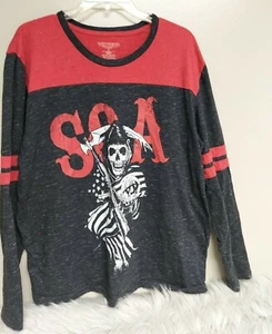 Sons of Anarchy Raglan Regular Fit T-Shirt Men's Large Red Black Graphic Print - Picture 1 of 4