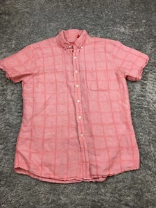 Izod Button Up Shirt Mens Size Large Pink Short Sleeve Linen Cotton Blend - Picture 1 of 14