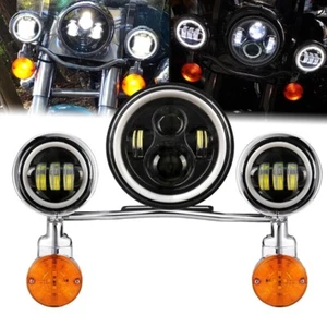 7" LED Headlight & 4.5 Passing Lights Bar For Yamaha V Star 650 950 1100 Classic - Picture 1 of 11
