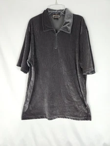Polo YMLA vintage anni 90 grigio velluto manica corta zip grande club college - Foto 1 di 6