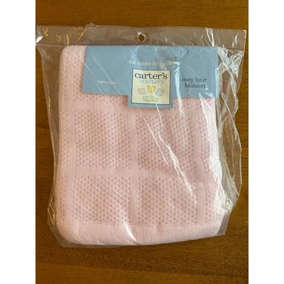 NUEVA manta bebé vintage rosa Carter's acogedora tejida - 100% algodón - 36 x 45 - Nueva de Lote Antiguo Foto 1 de 4