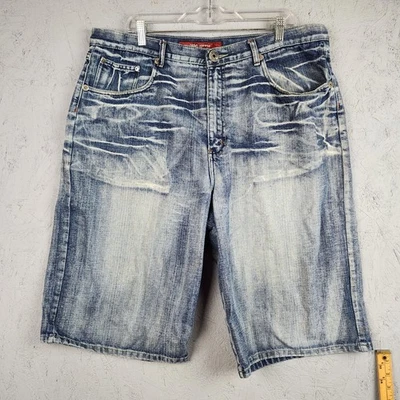 Pantalones Cortos De Colección Brooklyn Xpress Para Hombre 40 Azul Lavado Claro Desteñido Largo Y2k Foto 1 de 4