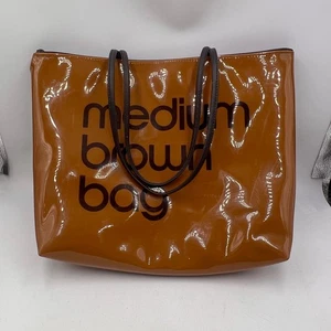 Bloomingdale’s PVC Medium/Large “Medium Brown Bag” Signature Zip Top Tote - Picture 1 of 12