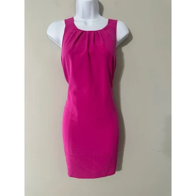 Oleg Cassini Hot Pink Pleated Neck Sheath Dress Size 2 - Image 1 of 4