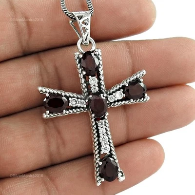 Ovale Gennaio Birth Zircone Cubico Gemma Nuovo Ciondolo Gioielli 925 Massiccio - Immagine 1 di 4